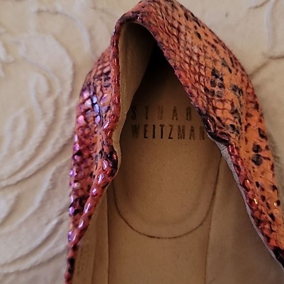 Gorgeous Stuart Weitzman Lynx Melon Iris Snakeskin Ballet Flats - Picture 11 of 16